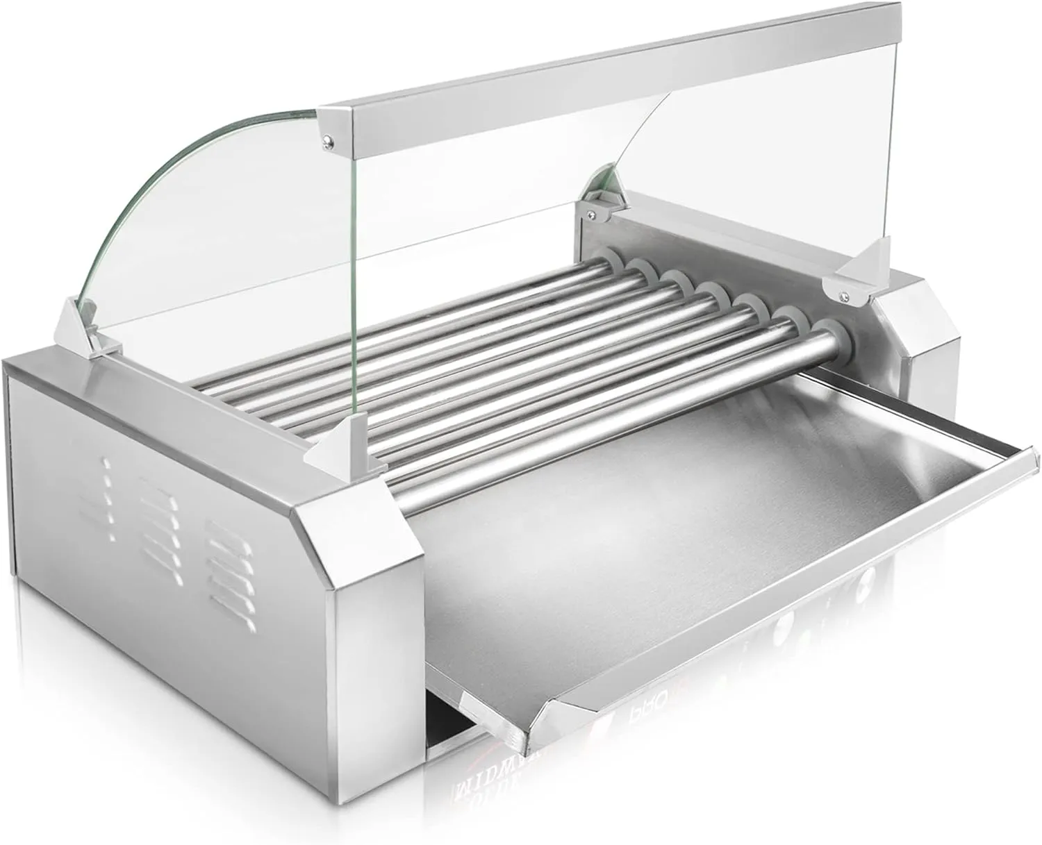 Olde Midway Electric 18 Hot Dog 7 Roller Grill Cooker Machine with Cover 900-Watt - Commercial Grade