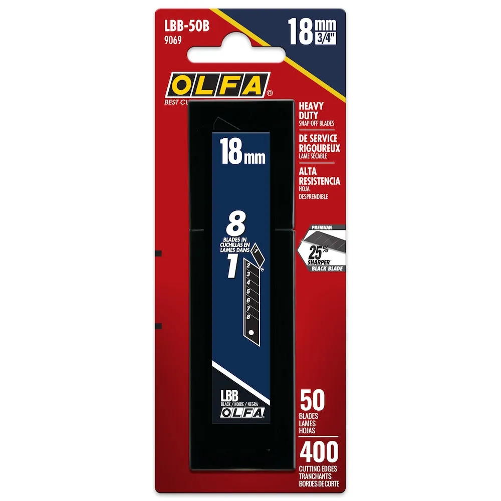 Olfa 18mm Heavy-Duty Ultra-Sharp Black Snap-Off Blades