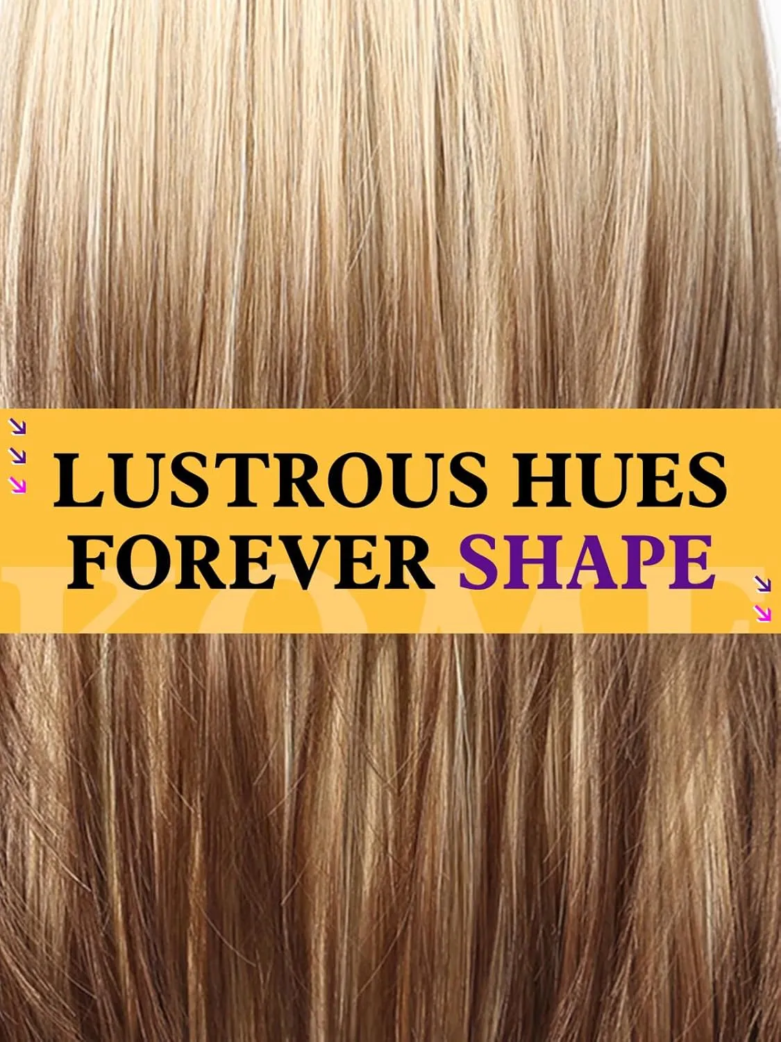 Ombre Blone-Brown Long Layered Straight Wig with Curtain Bangs for Women,Synthetic Heat Resistant Natural Looking Hair Wig for Party Cosplay Dality Use 24IN