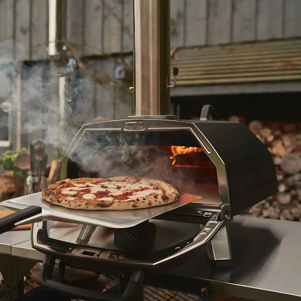 Ooni Karu 2 Pro Multi-Fuel Pizza Oven - Wood and Gas Outdoor Pizza Oven with Pizza Stone & Integrated Thermometer, Pizza Oven Outdoor, Dual Fuel 16 Inch Pizza Maker, Outdoor Cooking Grill