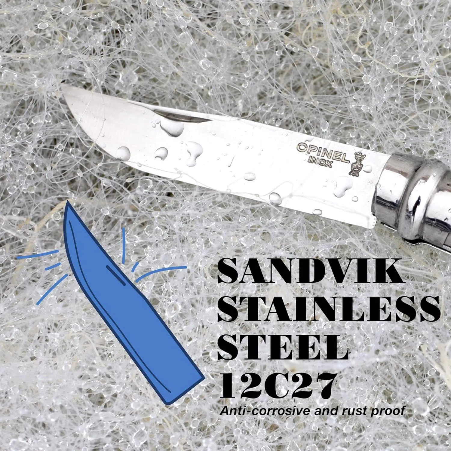 OPINEL No.06-No.09 Premium Woods, Stainless Steel Folding Pocket Knife, Made in France (No.08/Walnut)