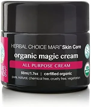 Organic Magic Cream (Healing & Repair) by Herbal Choice Mari (1.7 Fl Oz Glass Jar) - No Toxic Synthetic Chemicals - TSA-Approved Travel Size