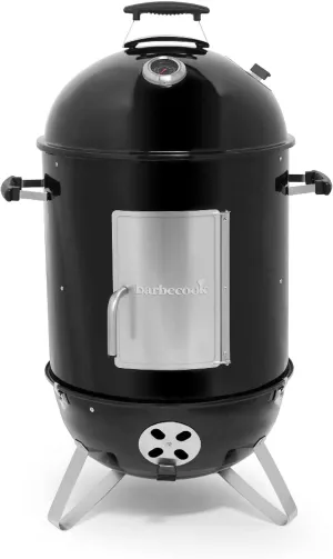 Oskar M Charcoal Smoker Grill with Smoker Hook and Thermometer, for Hot Smoking and Cold Smoking, Black