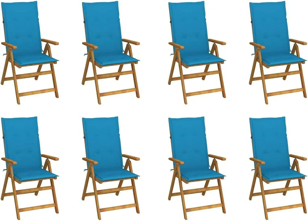 Outdoor Chairs,Zero Gravity Chair,Folding Stool,Folding Patio Chairs with Cushions 8 pcs Solid Acacia WoodFor Gardens, patios, Balconies