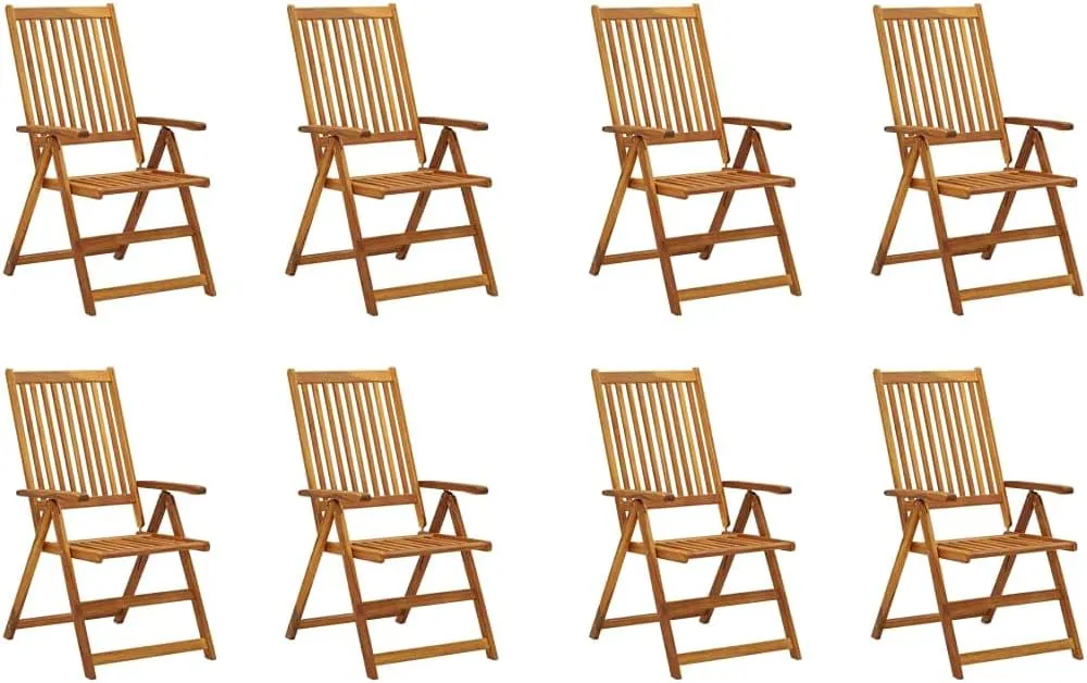 Outdoor Chairs,Zero Gravity Chair,Folding Stool,Folding Patio Chairs with Cushions 8 pcs Solid Acacia WoodFor Gardens, patios, Balconies