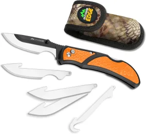 OUTDOOR EDGE 3" RazorCape Pocket Knife with Replaceable Blades and Clip. The Perfect Folding Compact Hunting Knife for Caping & Skinning Deer. (Orange)
