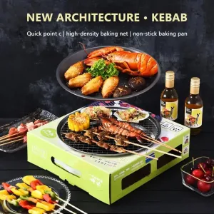 Outdoor Family Dinner Disposable Picnic Portable Barbecue Grill with Plate Clip and Oil Brush Barbecue Plate Without Charcoal