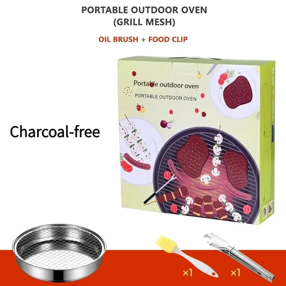 Outdoor Family Dinner Disposable Picnic Portable Barbecue Grill with Plate Clip and Oil Brush Barbecue Plate Without Charcoal