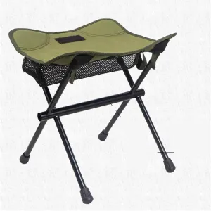 Outdoor Folding Camping Stools Portable Moon Chair Ultralight Aluminum Alloy Camping Beach Chair Maza Fishing Stool (Size : ArmyGreen)