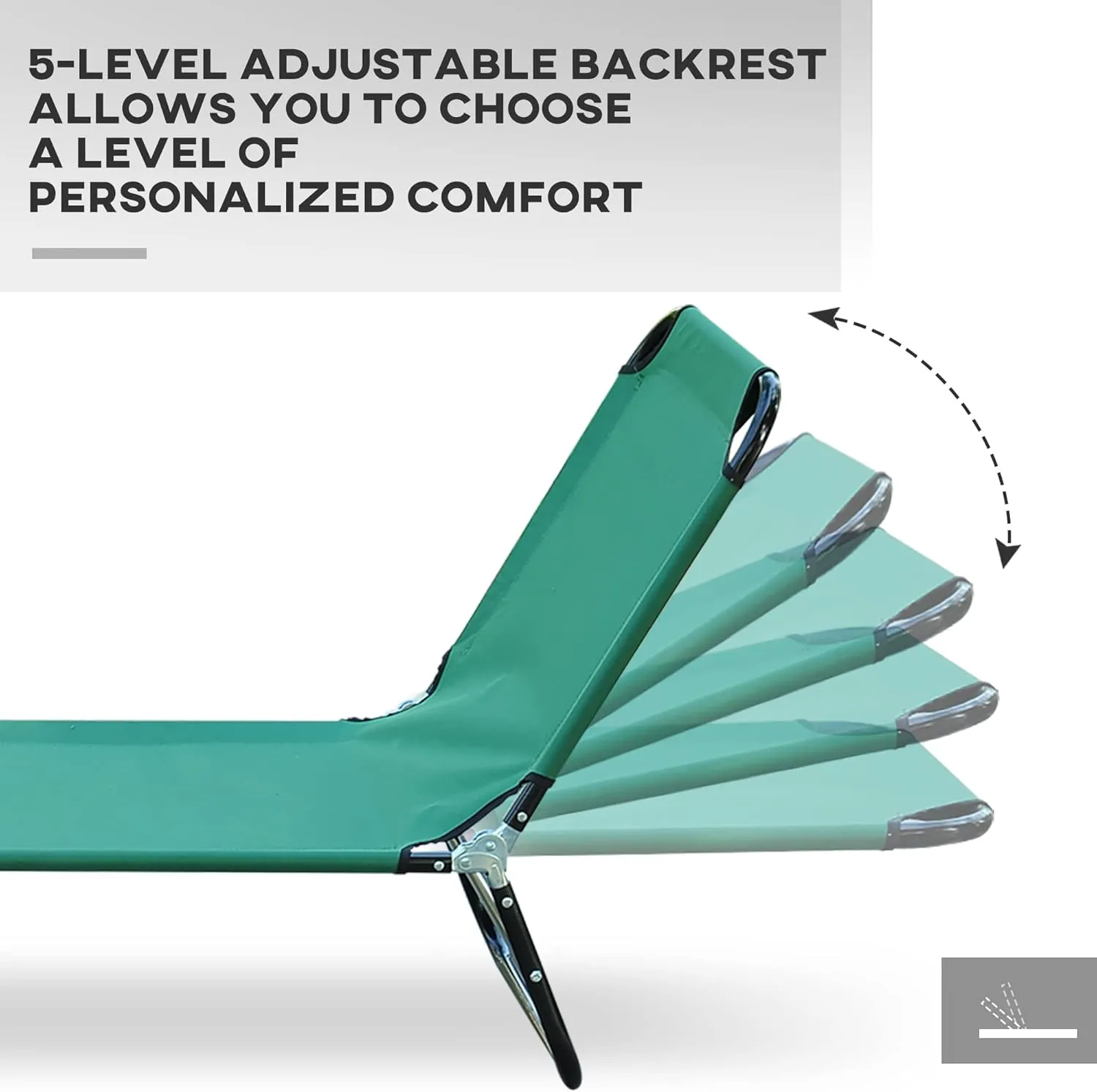 Outsunny Folding Chaise Lounge Pool Chairs, Outdoor Sun Tanning Chairs with 5-Level Reclining Back, Steel Frame for Beach, Yard, Patio, Green