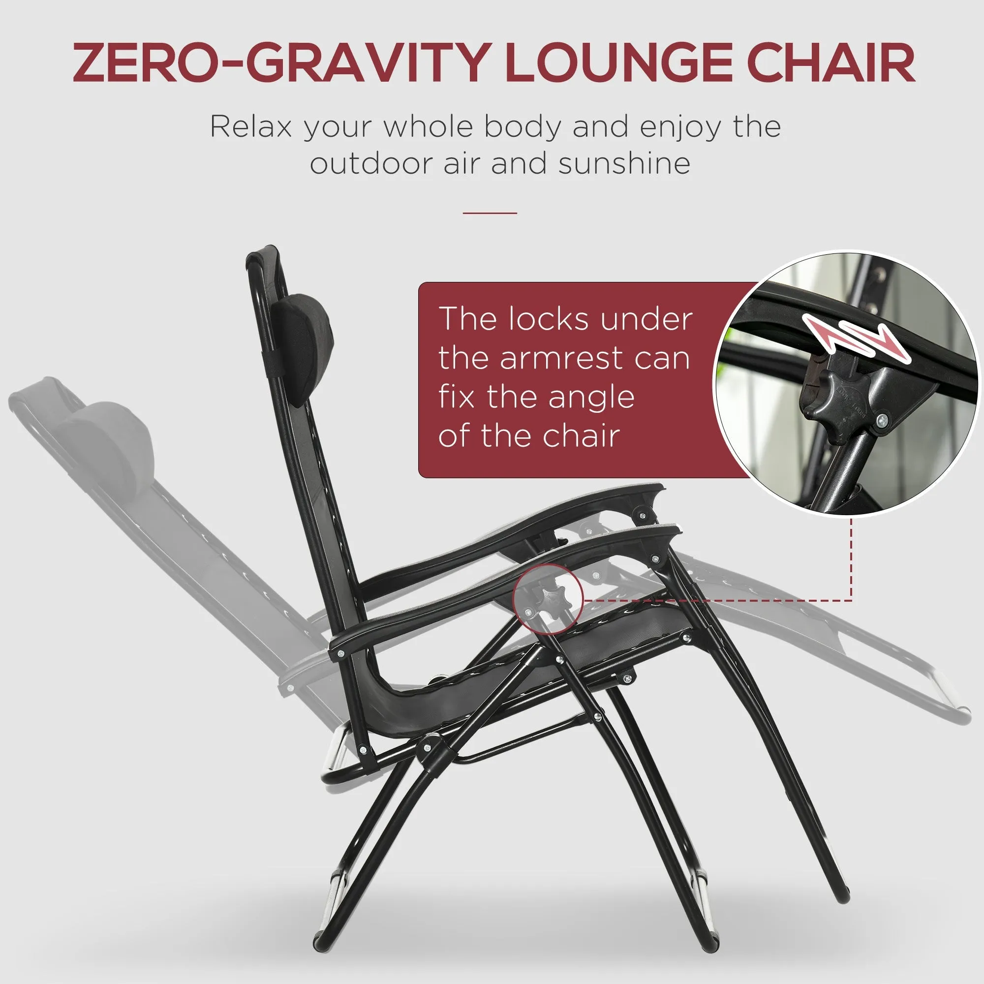 Outsunny Garden Recliner Chairs Set of 2