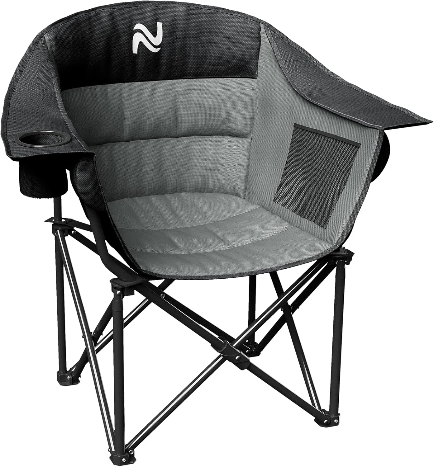 Oversized Padded Camping Chair - Heavy Duty Support 400lbs - Portable Folding Chair with Side Pocket Cup Holder and Carry Bag - Collapsible Outdoor Chairs for Adults Sports Garden Beach Fishing