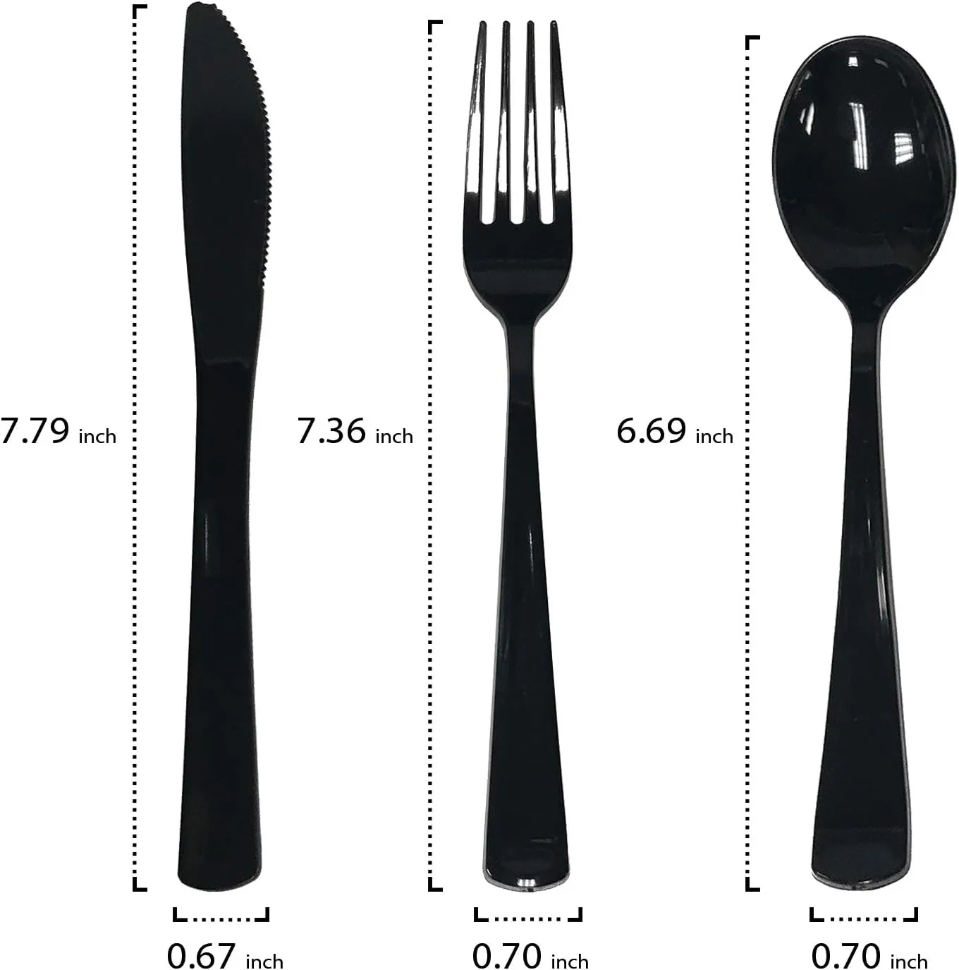 Party Essentials Party Supplies Wrapped Silverware Set Disposable, Pre Rolled Napkin and Cutlery, Spoons/Forks/Knives Black, 50 Units
