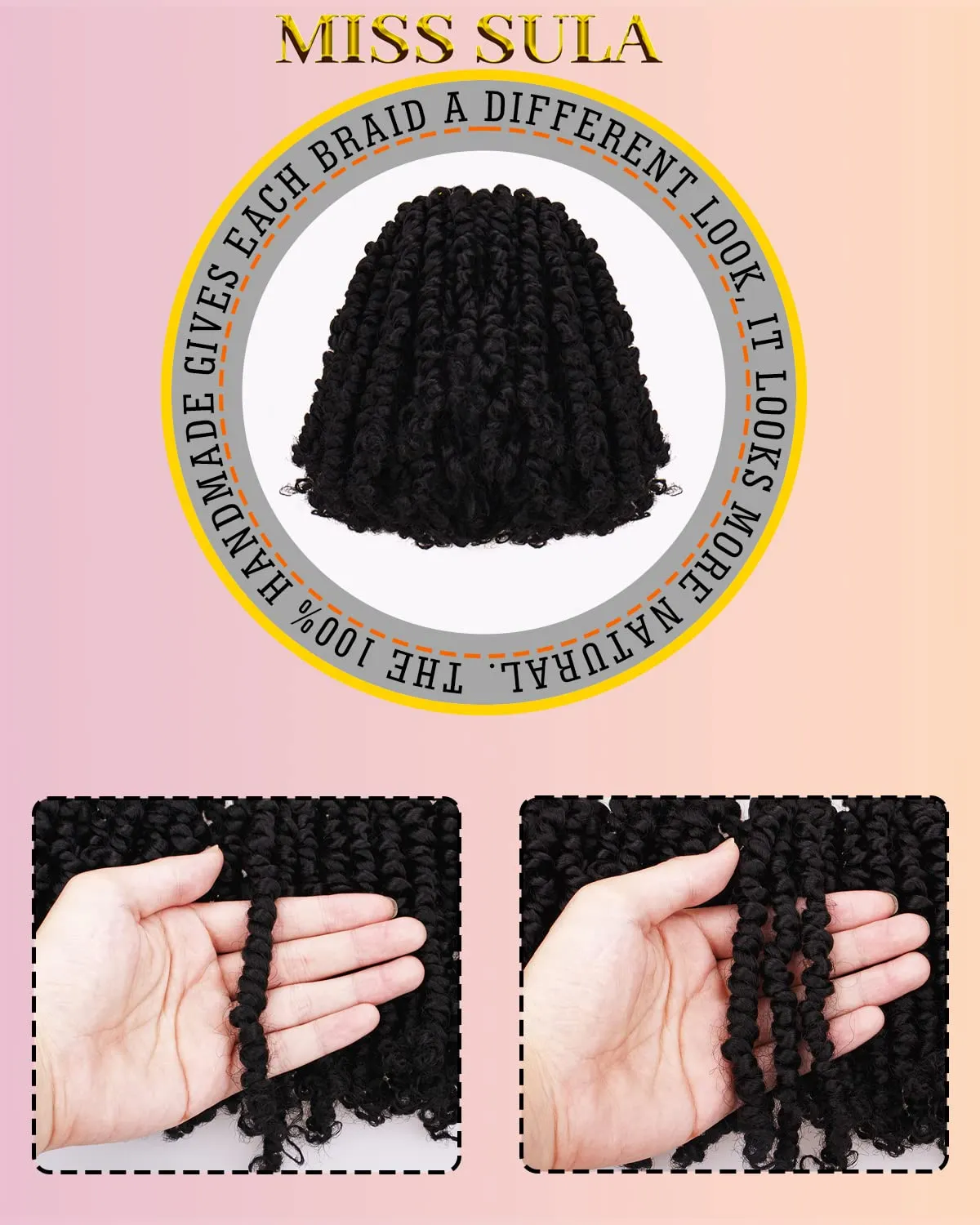 Passion Twist Hair-Pre-twisted Passion Twists,Pre-Looped Crochet Braids Made Of Bohemian Hair Synthetic Braiding Hair Extensions (8 Inch(Pack of 8), 1B)