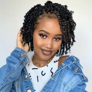 Passion Twist Hair-Pre-twisted Passion Twists,Pre-Looped Crochet Braids Made Of Bohemian Hair Synthetic Braiding Hair Extensions (8 Inch(Pack of 8), 1B)