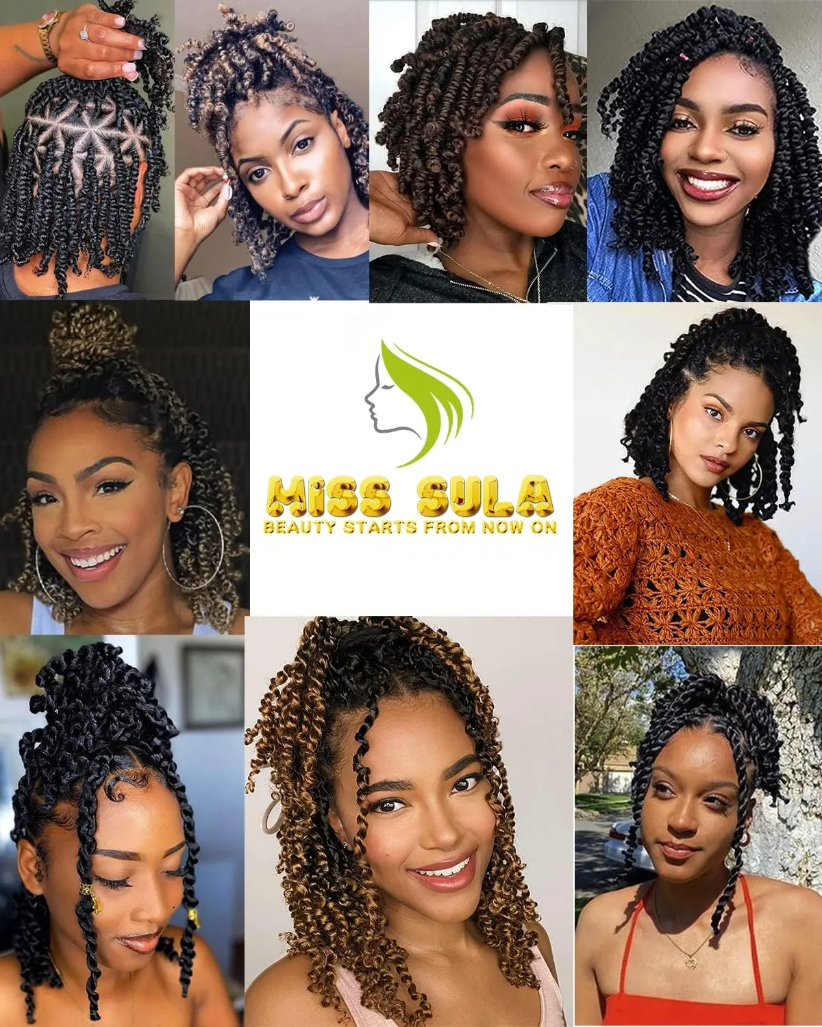 Passion Twist Hair-Pre-twisted Passion Twists,Pre-Looped Crochet Braids Made Of Bohemian Hair Synthetic Braiding Hair Extensions (8 Inch(Pack of 8), 1B)