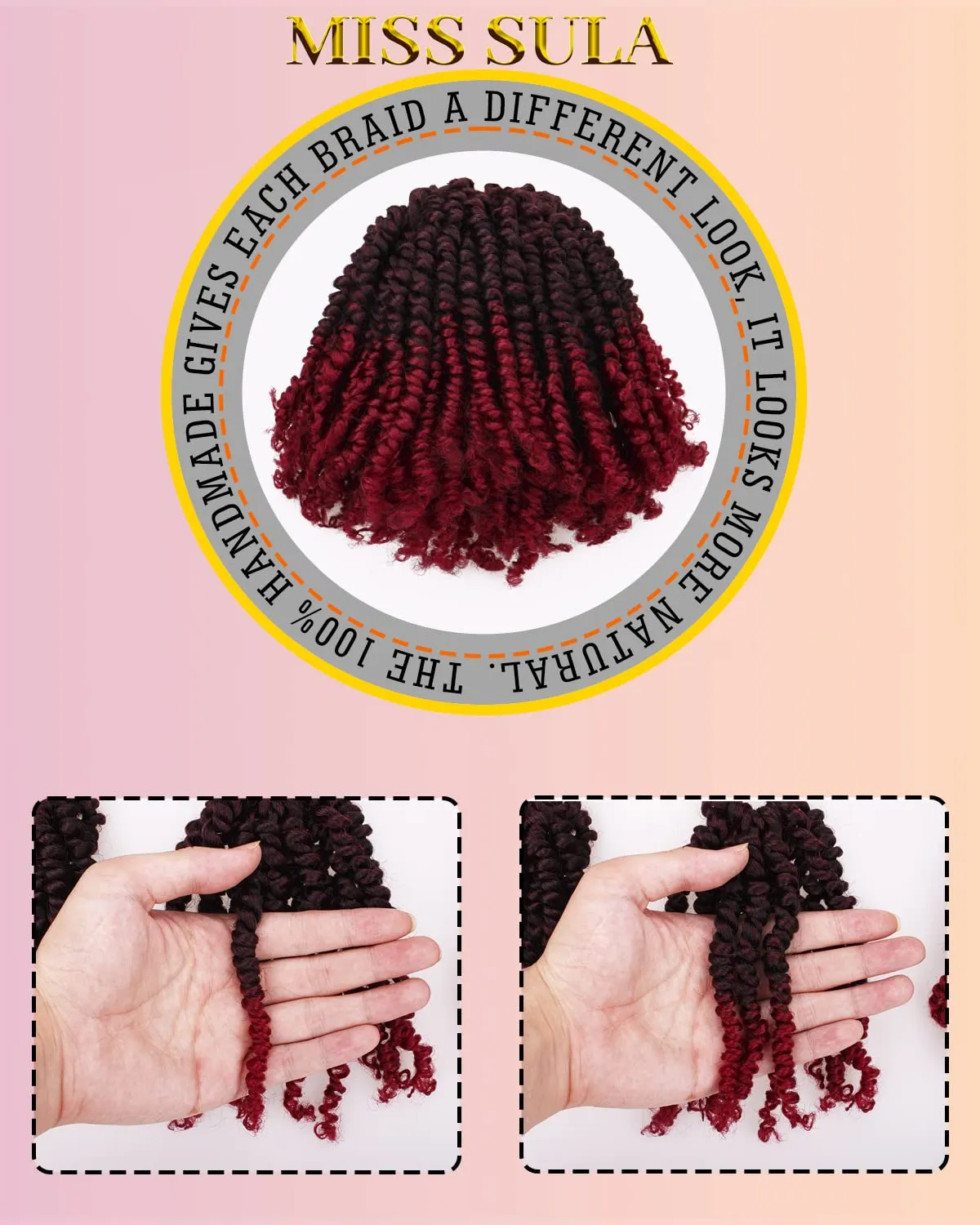 Passion Twist Hair-Pre-twisted Passion Twists,Pre-Looped Crochet Braids Made Of Bohemian Hair Synthetic Braiding Hair Extensions (8 Inch(Pack of 8), TBUG)