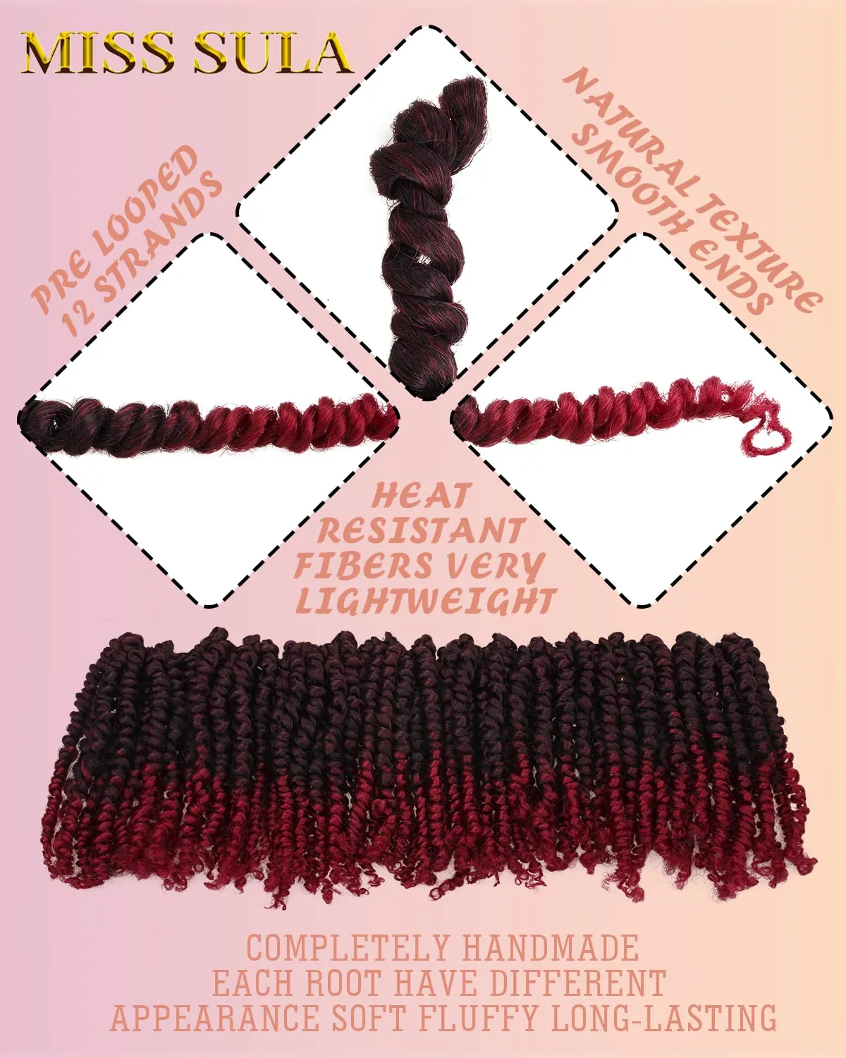 Passion Twist Hair-Pre-twisted Passion Twists,Pre-Looped Crochet Braids Made Of Bohemian Hair Synthetic Braiding Hair Extensions (8 Inch(Pack of 8), TBUG)