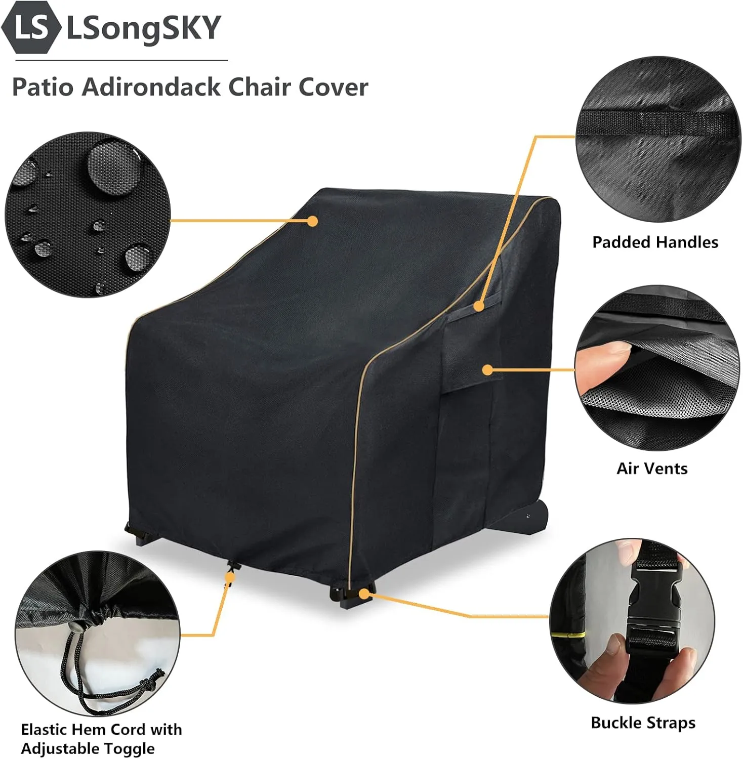 Patio Adirondack Chair Cover 2 Pack,Waterproof Heavy Duty Outdoor Chair Covers,Patio Adirondack Chair Cover for Outdoor Chair,(30W x 34 D x 36 H inches),Black