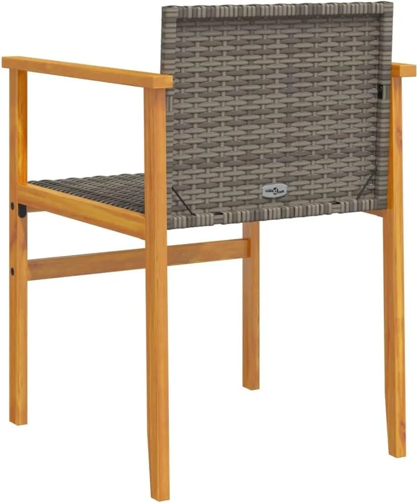 Patio Chairs 2 Pack Gray Poly Rattan & Solid Wood Outdoor Lounge Chairs for Patio Deck Backyard with Comfortable Seat and Sturdy Frame