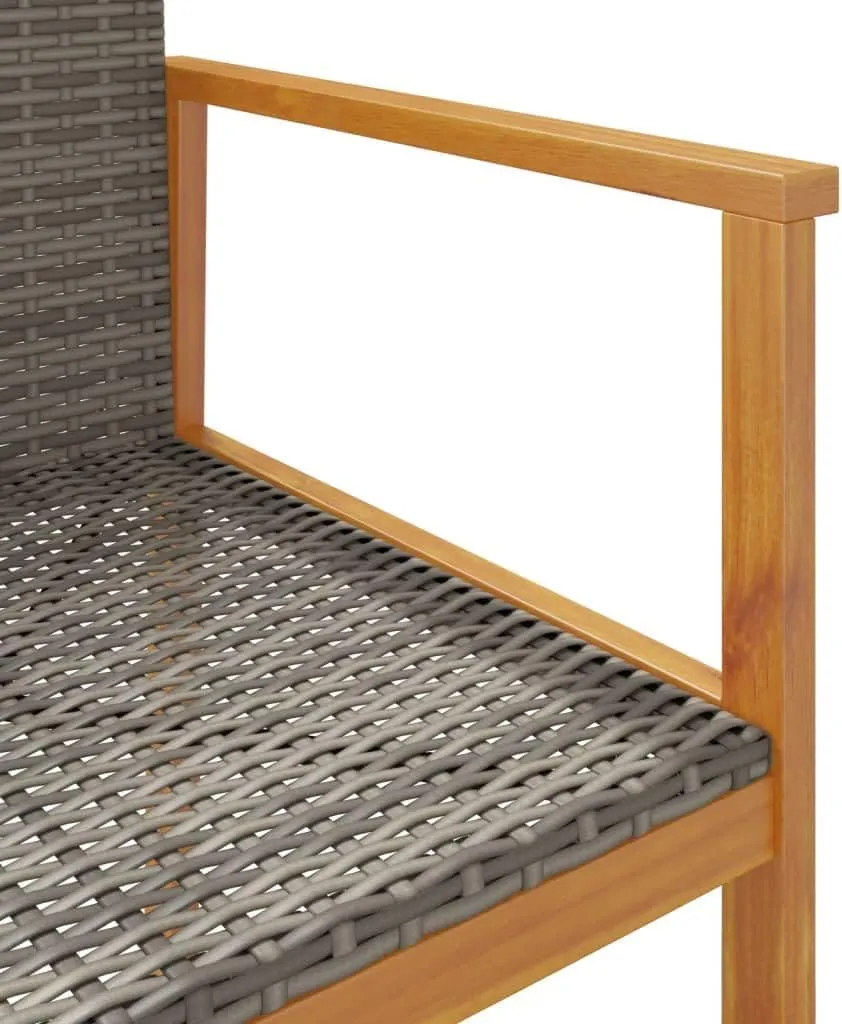 Patio Chairs 2 Pack Gray Poly Rattan & Solid Wood Outdoor Lounge Chairs for Patio Deck Backyard with Comfortable Seat and Sturdy Frame