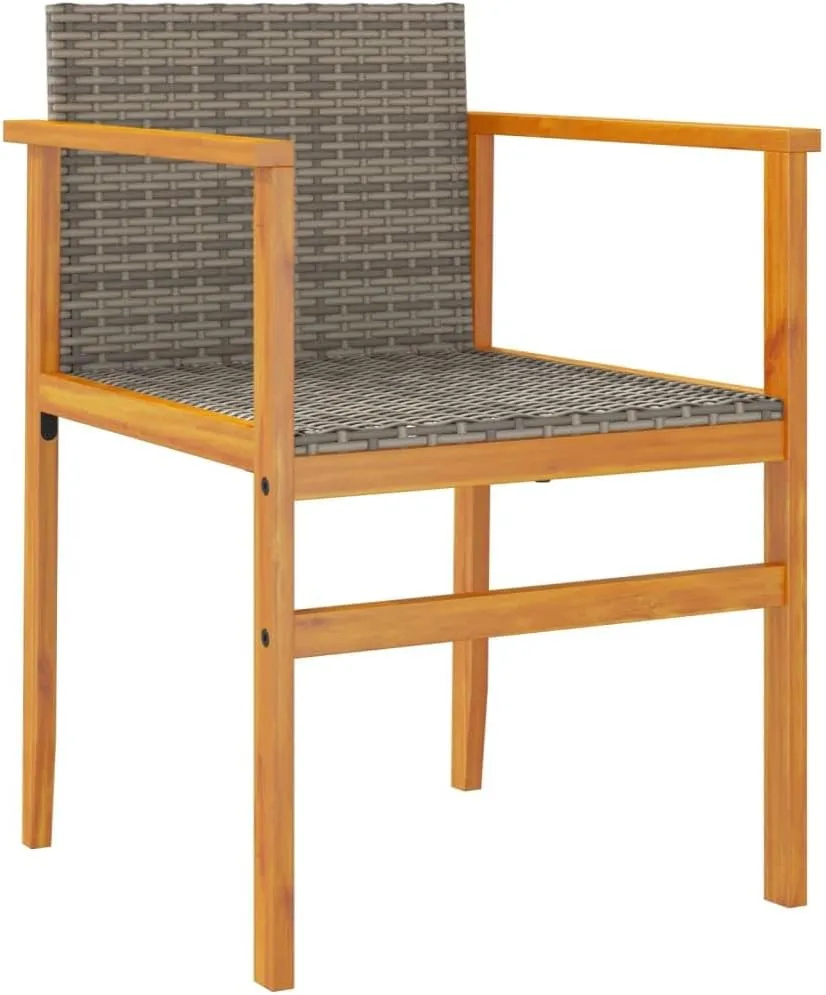Patio Chairs 2 Pack Gray Poly Rattan & Solid Wood Outdoor Lounge Chairs for Patio Deck Backyard with Comfortable Seat and Sturdy Frame