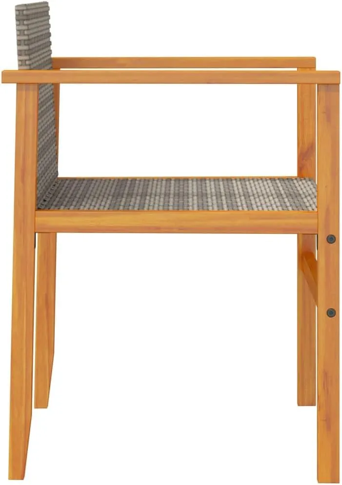 Patio Chairs 2 Pack Gray Poly Rattan & Solid Wood Outdoor Lounge Chairs for Patio Deck Backyard with Comfortable Seat and Sturdy Frame