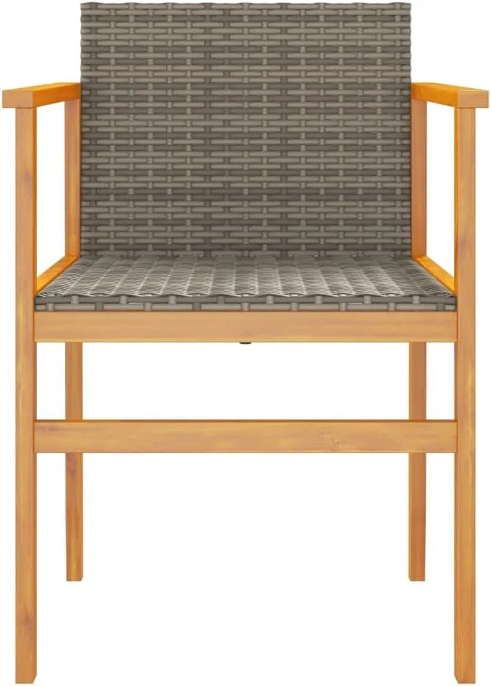 Patio Chairs 2 Pack Gray Poly Rattan & Solid Wood Outdoor Lounge Chairs for Patio Deck Backyard with Comfortable Seat and Sturdy Frame