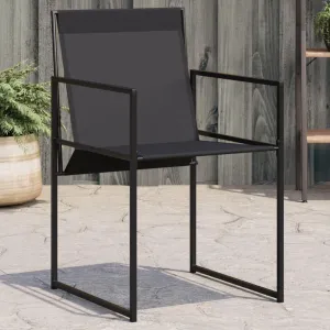 Patio Chairs Set of 4 Black Steel and Textilene Outdoor Chairs Comfortable Garden Furniture Folding Chairs for Patio, Deck, Backyard, or Lawn