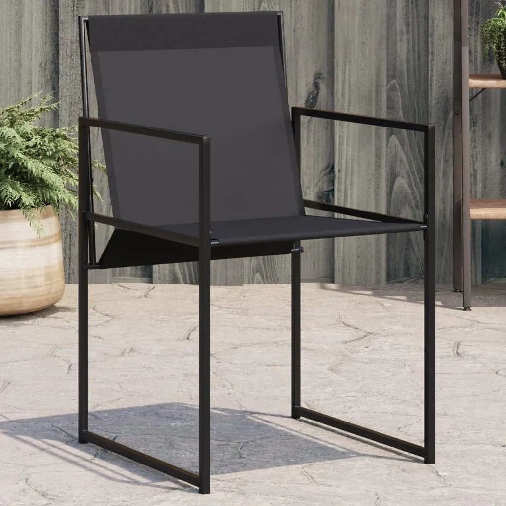 Patio Chairs Set of 4 Black Steel and Textilene Outdoor Chairs Comfortable Garden Furniture Folding Chairs for Patio, Deck, Backyard, or Lawn