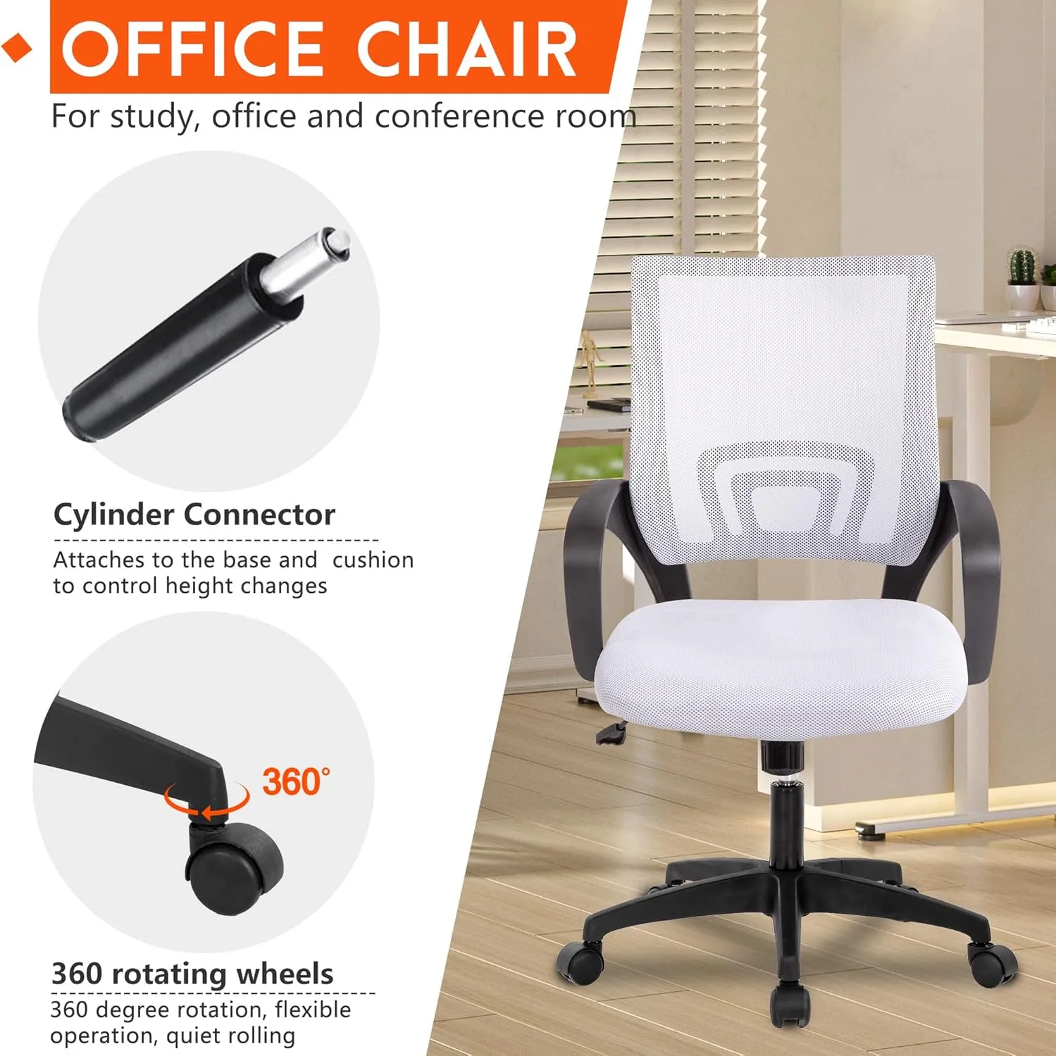 PayLessHere Home Office Chair Desk Computer Chair Adjustable Ergonomic Chair Lumbar Support Armrest Executive with High Density Mesh 360 Degree Swivel Chair for Adults Chair (Pack of 1, Beige)
