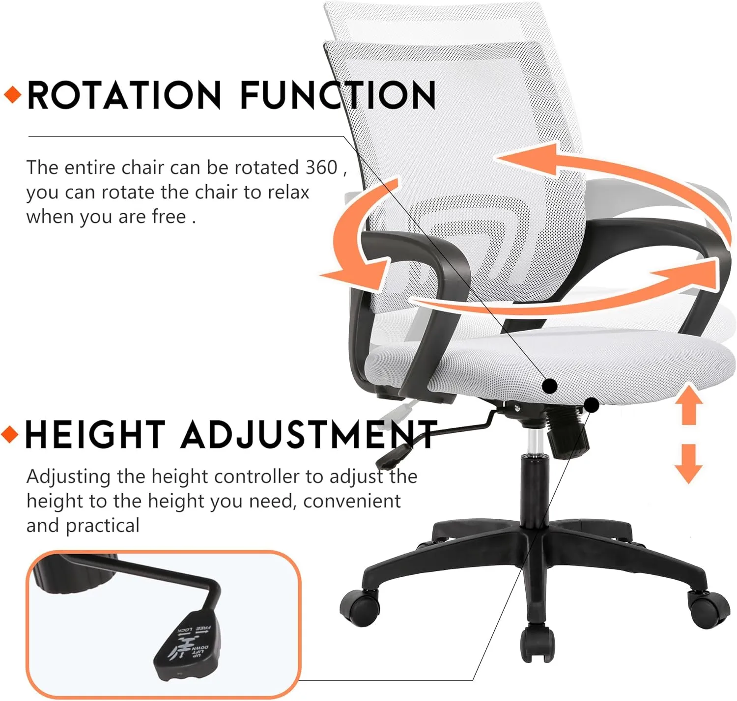 PayLessHere Home Office Chair Desk Computer Chair Adjustable Ergonomic Chair Lumbar Support Armrest Executive with High Density Mesh 360 Degree Swivel Chair for Adults Chair (Pack of 1, Beige)