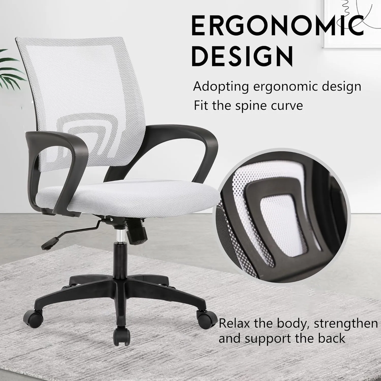 PayLessHere Home Office Chair Desk Computer Chair Adjustable Ergonomic Chair Lumbar Support Armrest Executive with High Density Mesh 360 Degree Swivel Chair for Adults Chair (Pack of 1, Beige)