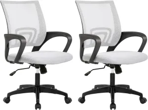 PayLessHere Home Office Desk Chair Ergonomic Computer Chair Adjustable Lumbar Support Armrest Executive with High Density Mesh 360 Degree for Men Women Adults,White