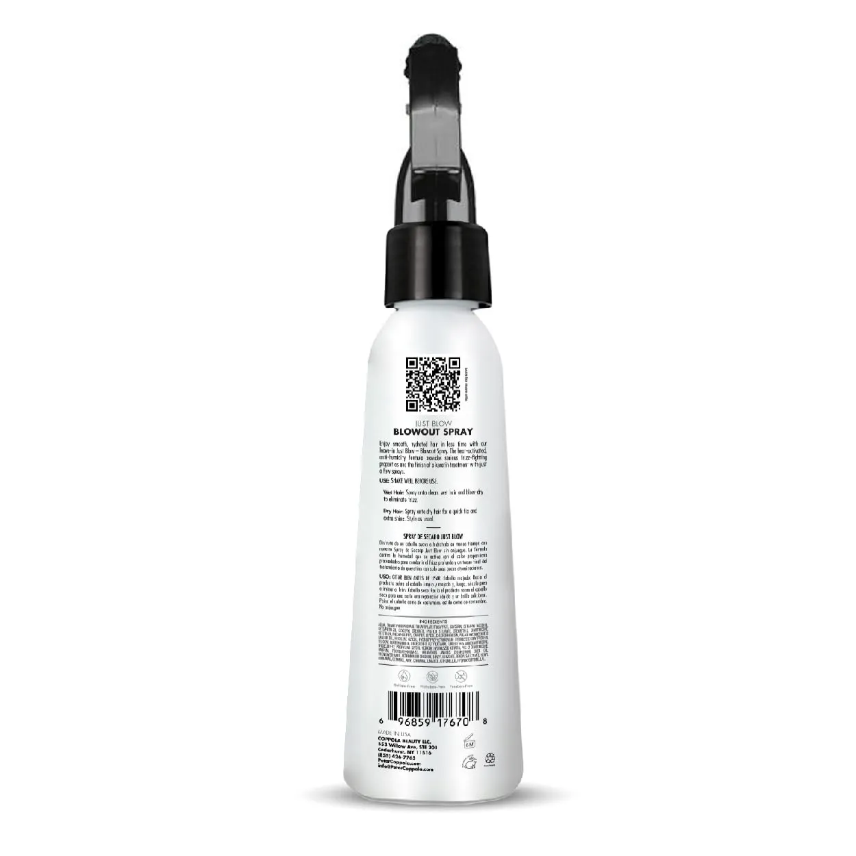 PETER COPPOLA Just Blow - Heat Protectant Spray for Blow-Drying, Anti-Frizz, Smoothing and Straightening All Hair Types - Conditions and Adds Shine - 6 oz