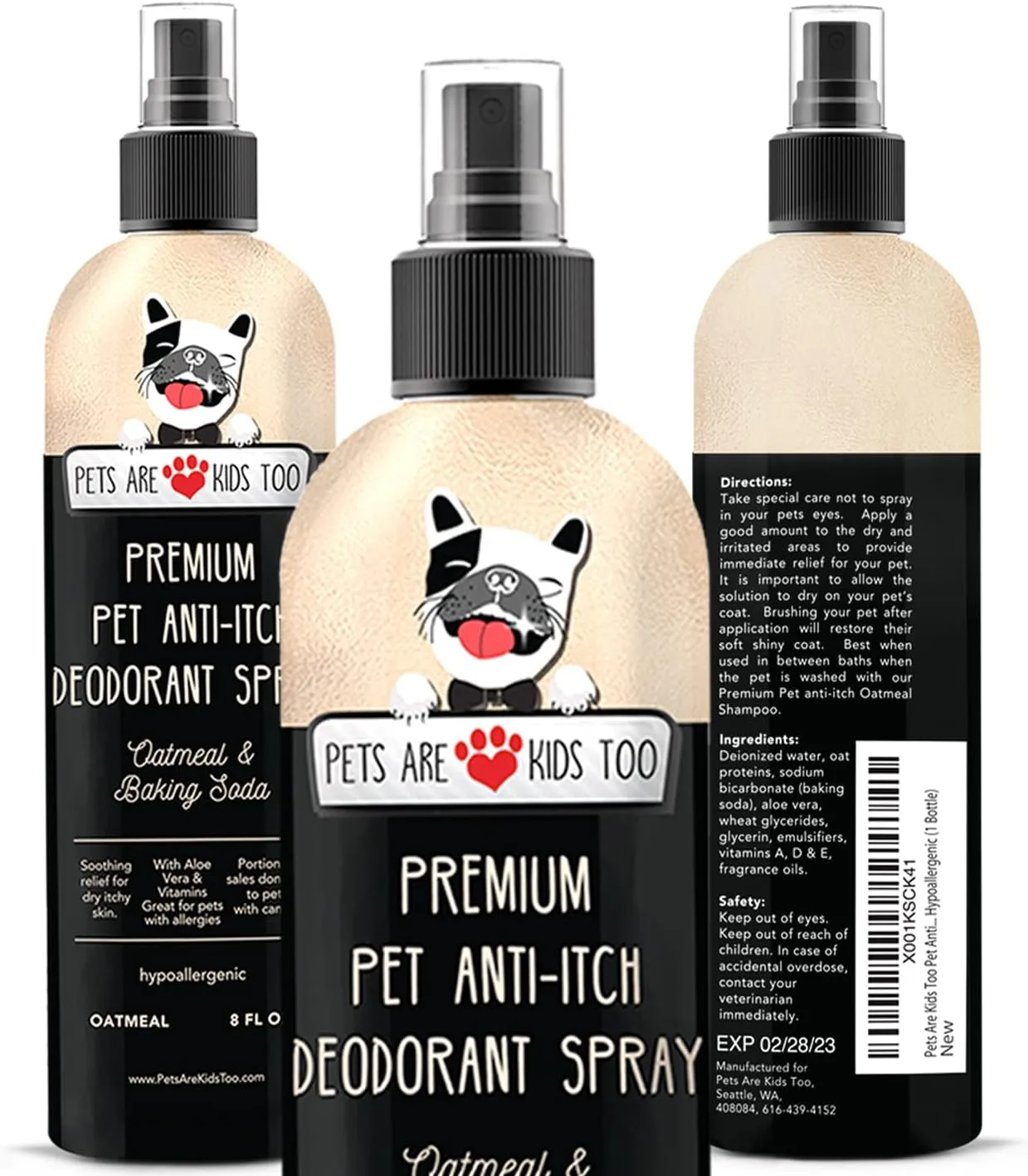 Pets are Kids Dog Deodorant Spray, Soothing Anti Itch Spray for Dogs & Cats with Natural Aloe Baking Soda, Immediate Relief for Itchy Skin Paws, Dog Perfume Pet Relief Hypoallergenic, Oatmeal 8oz