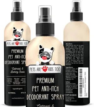 Pets are Kids Dog Deodorant Spray, Soothing Anti Itch Spray for Dogs & Cats with Natural Aloe Baking Soda, Immediate Relief for Itchy Skin Paws, Dog Perfume Pet Relief Hypoallergenic, Oatmeal 8oz