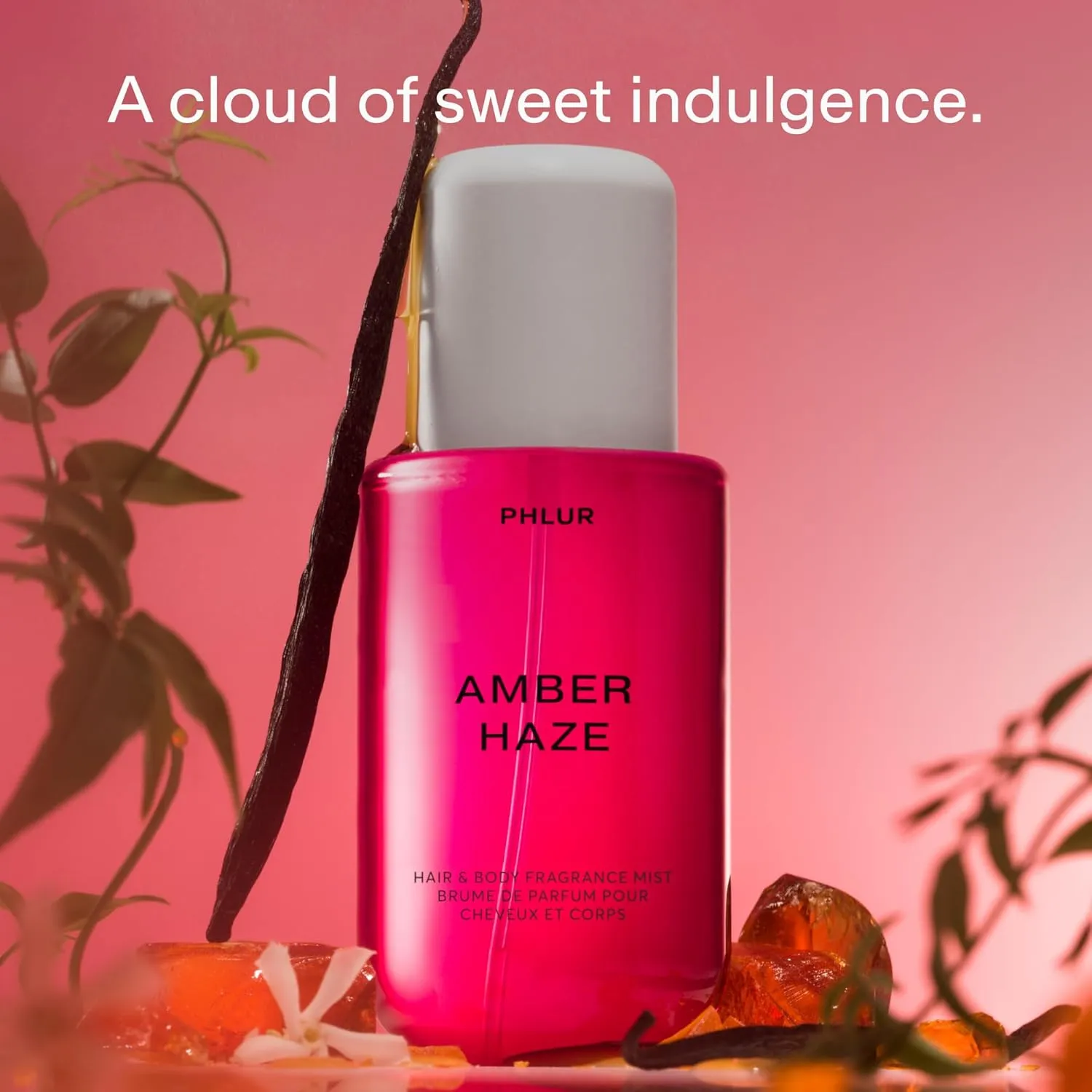 PHLUR Amber Haze Body Mist - Hair & Body Mist Fragrance - Amber, Jasmine, Saffron & Vanilla Body Spray (8 Fl Oz)