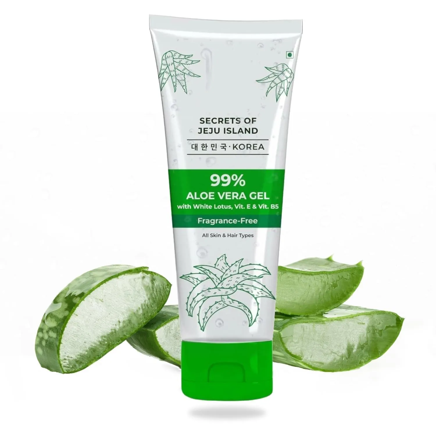 PI.LGRIM Korean 99% Pure Aloe Vera Gel 200ml with Vitamin E & Vitamin B5 for Face & Hair | Hydrates & Soothes Skin | Conditions & Softens Hair | Free from Parabens, Sulphates,