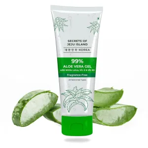 PI.LGRIM Korean 99% Pure Aloe Vera Gel 200ml with Vitamin E & Vitamin B5 for Face & Hair | Hydrates & Soothes Skin | Conditions & Softens Hair | Free from Parabens, Sulphates,