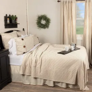 Piper Classics Katie's Vintage Stripe King Coverlet Bedspread, 97" x 110", Urban Rustic Farmhouse Bedding, Natural Cream w/Black Stripes Blanket