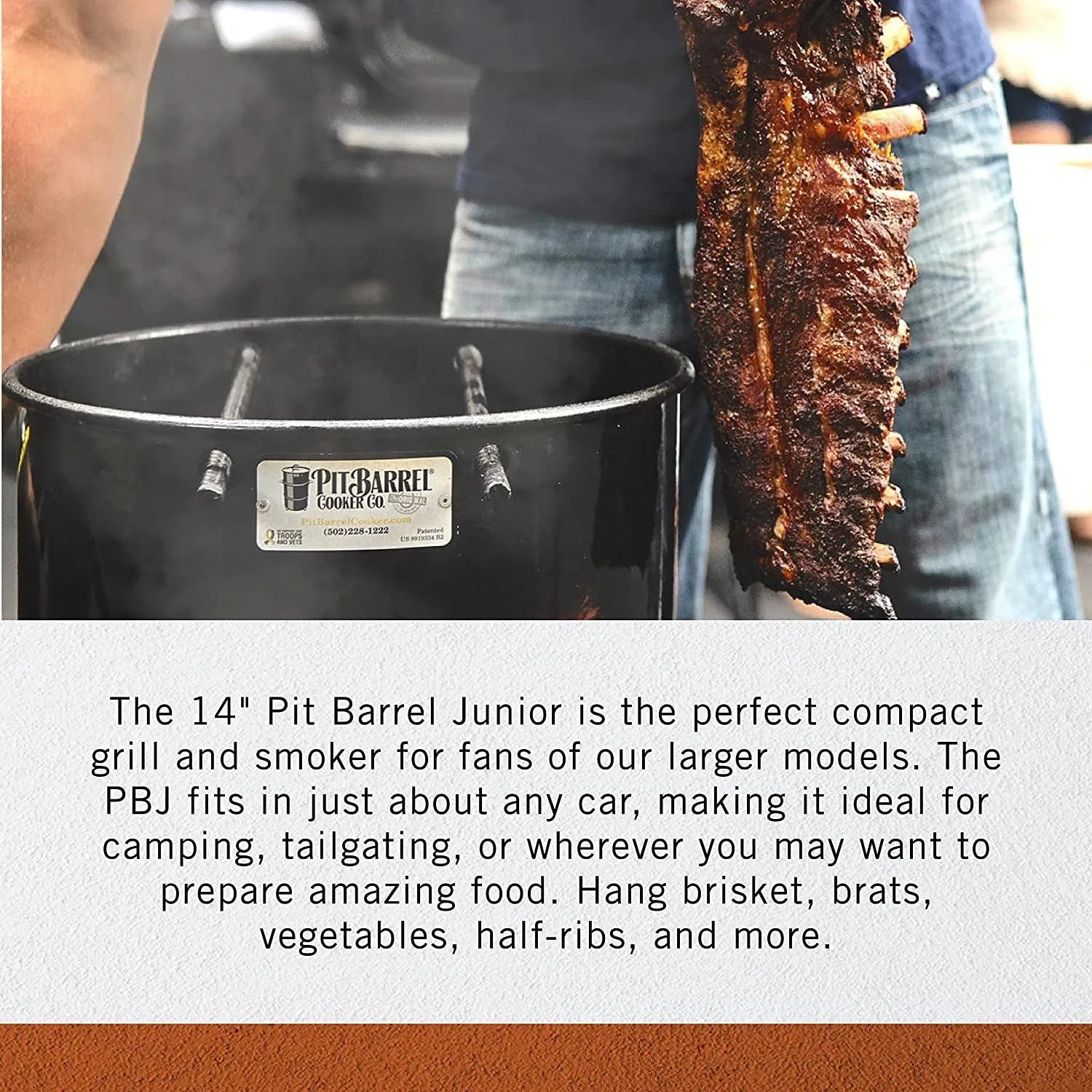 Pit Barrel Cooker Junior Package - 14 Inch Drum Smoker | Porcelain Coated Steel Drum BBQ Grill