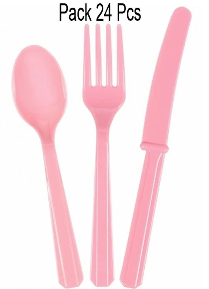 Plastic Cutlery Assorted - Baby Pink