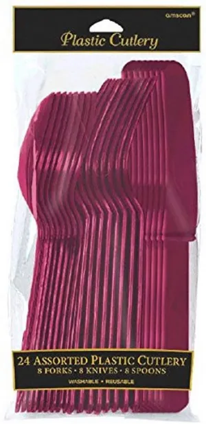 Plastic Cutlery Assorted - Burgandy Berry