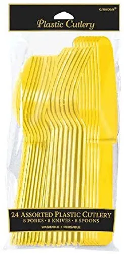 Plastic Cutlery Assorted - Sunshine Yellow