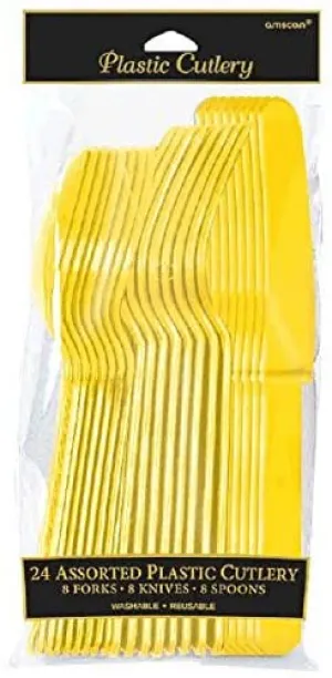 Plastic Cutlery Assorted - Sunshine Yellow