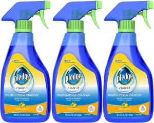 Pledge Multisurface Cleaner Trigger Spray, Fresh Citrus - Electronic, Stainless Steel & Glass Cleaner, 16 oz (3 pk)