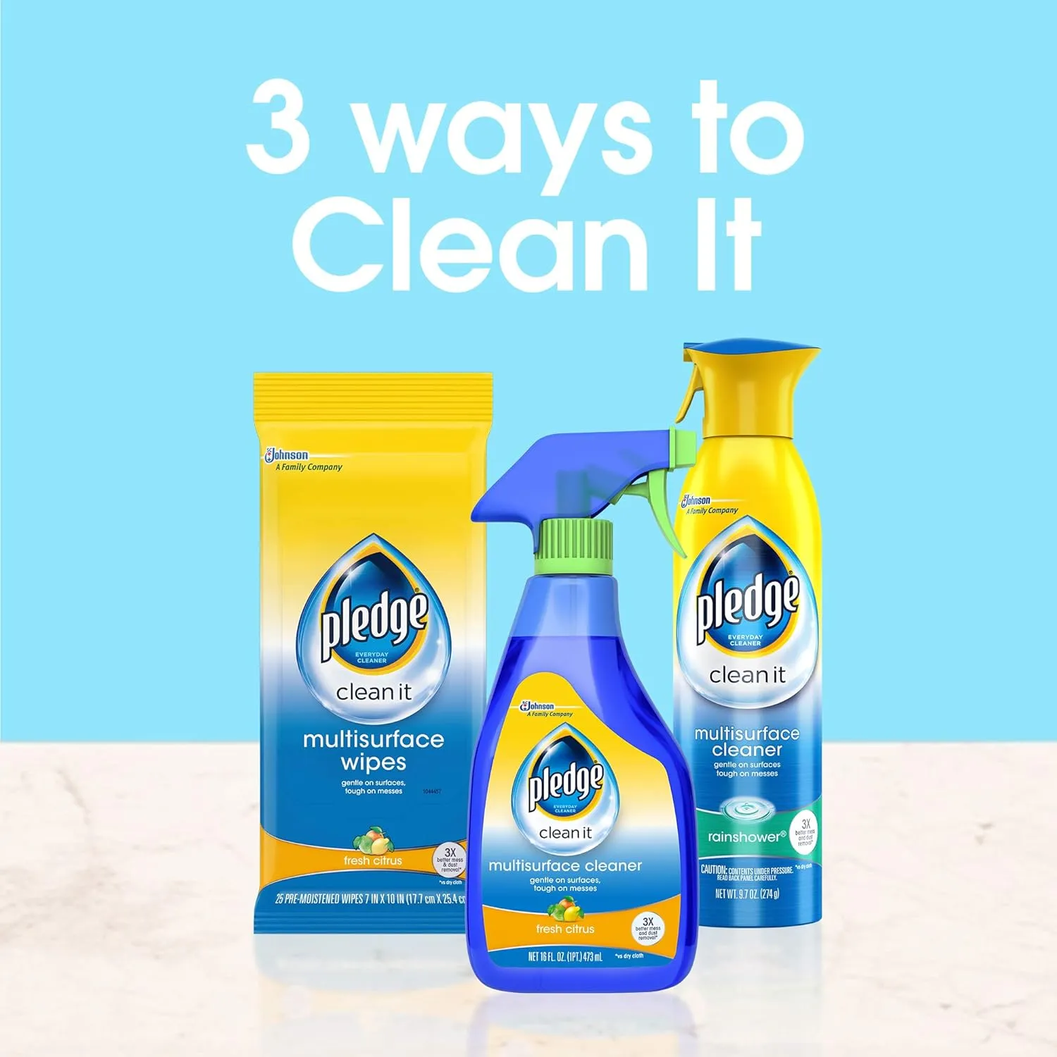 Pledge Multisurface Cleaner Trigger Spray, Fresh Citrus - Electronic, Stainless Steel & Glass Cleaner, 16 oz (3 pk)