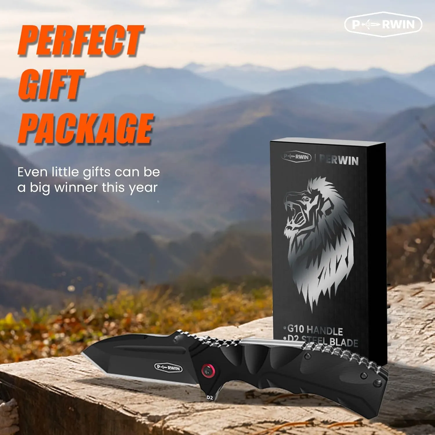 Pocket Knife - 4” D2 Steel Blade G10 Handle Folding Knife with Pocket Clip, One-handed Flipper Opening, Gifts for Men Dad Husband
