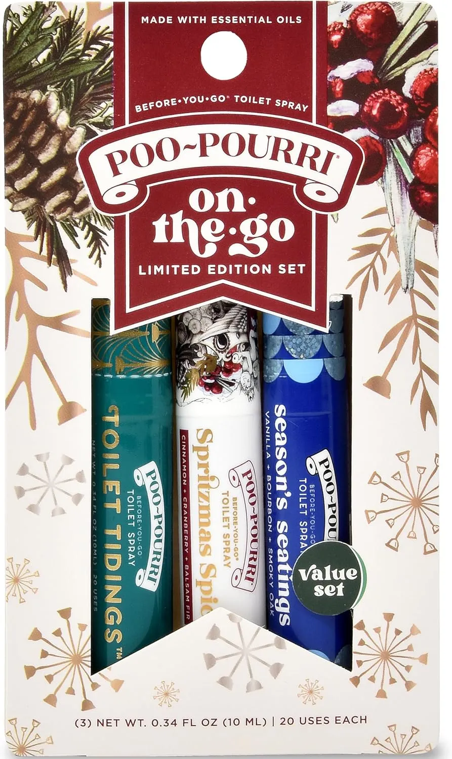 Poo-Pourri Before-You-Go Toilet Spray, Holiday On-The-Go Travel Size 10 mL - 3 Pack Gift Set
